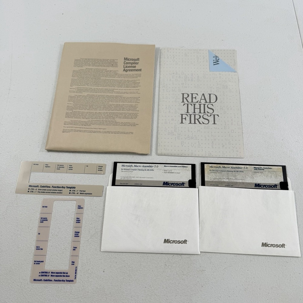 Microsoft Macro Assembler 5.0 MS-DOS Software 5.25" Diskette‎